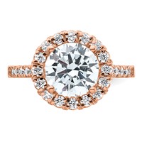14K Rose Gold 0.62 Carat Lab Grown Diamond VS SI+ G+ 3 Carat Center Round Semi Mount Engagement Ring view 4
