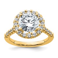 14K Yellow Gold 0.62 Carat Lab Grown Diamond VS SI+ G+ 3 Carat Center Round Semi Mount Engagement Ring view 1