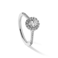 14K White Gold Lab Grown VS+ F+ Diamond Oval Halo Semi-mount Engagement Ring view 5