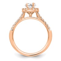 14K Rose Gold 0.88 Carat Lab Grown Diamond VS SI+ G+ Oval Complete Halo Engagement Ring view 2