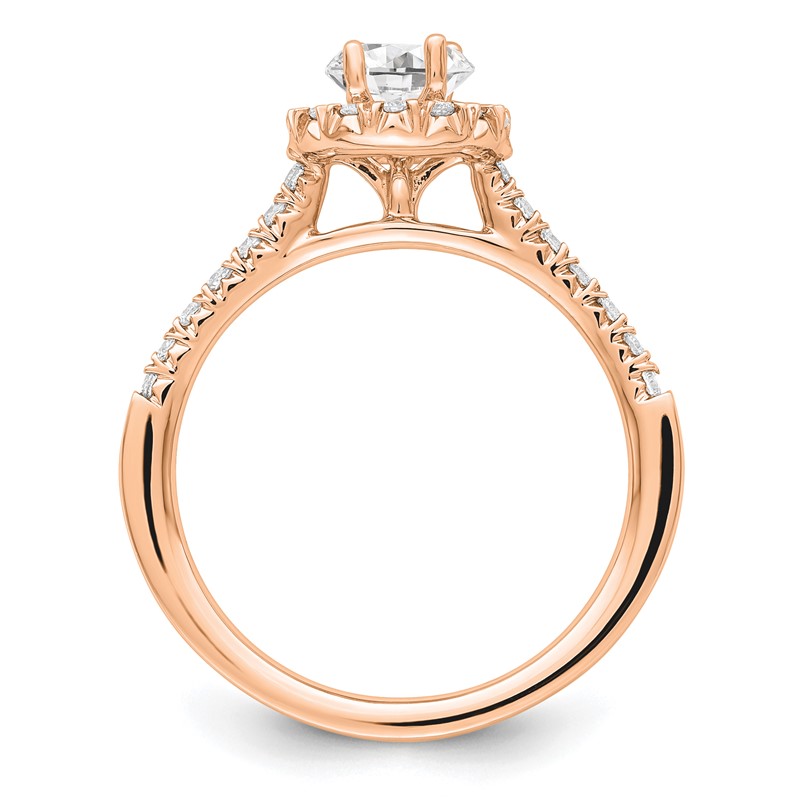 14k Rose Gold 1/3 carat Lab Grown Diamond VS/SI+ G+ 1/2 carat Center Oval Semi Mount Halo Engagement Ring