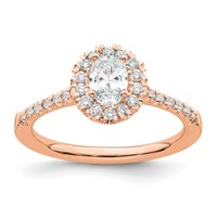 14K Rose Gold 0.88 Carat Lab Grown Diamond VS SI+ G+ Oval Complete Halo Engagement Ring view 1