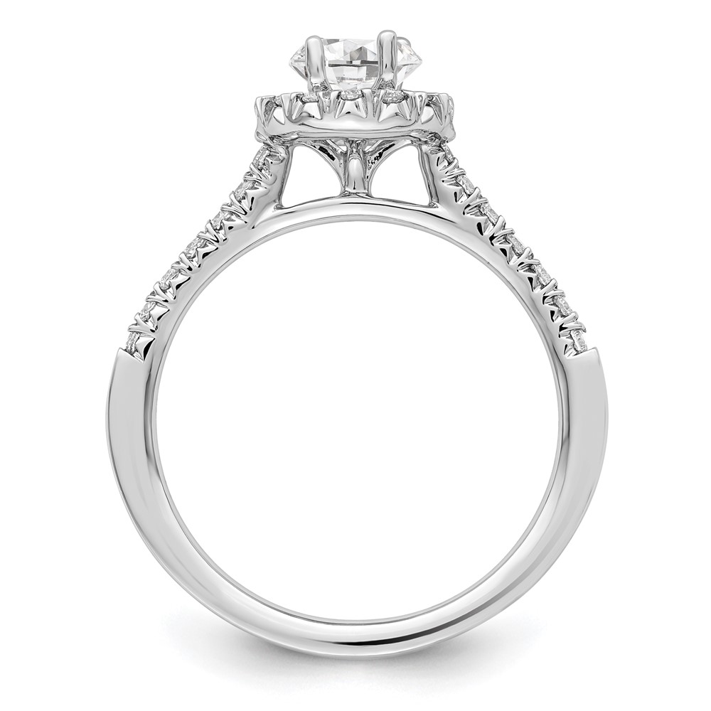 14k White Gold 7/8 carat Lab Grown Diamond VS/SI+ G+ Oval Complete Halo Engagement Ring (RM2058E-050-7CWLG)