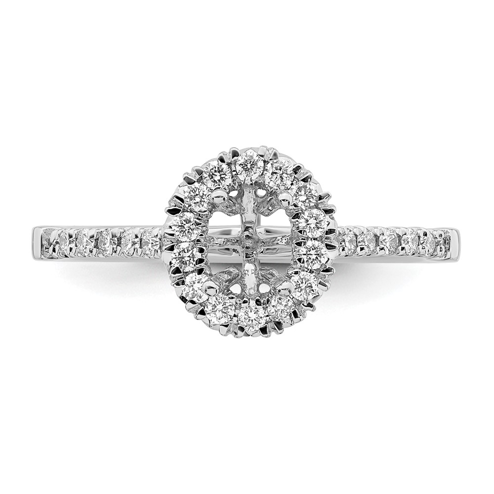 14k White Gold 7/8 carat Lab Grown Diamond VS/SI+ G+ Oval Complete Halo Engagement Ring (RM2058E-050-7CWLG)