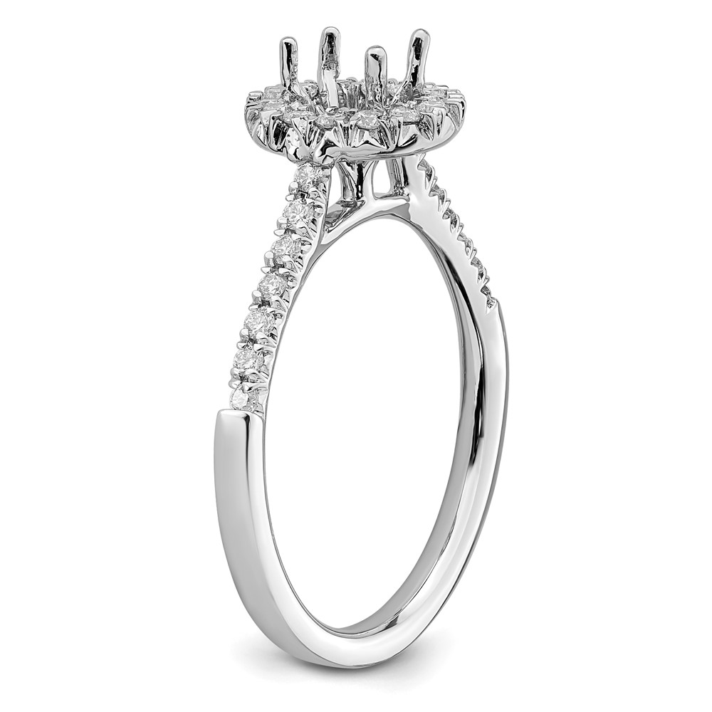 14k White Gold 7/8 carat Lab Grown Diamond VS/SI+ G+ Oval Complete Halo Engagement Ring (RM2058E-050-7CWLG)