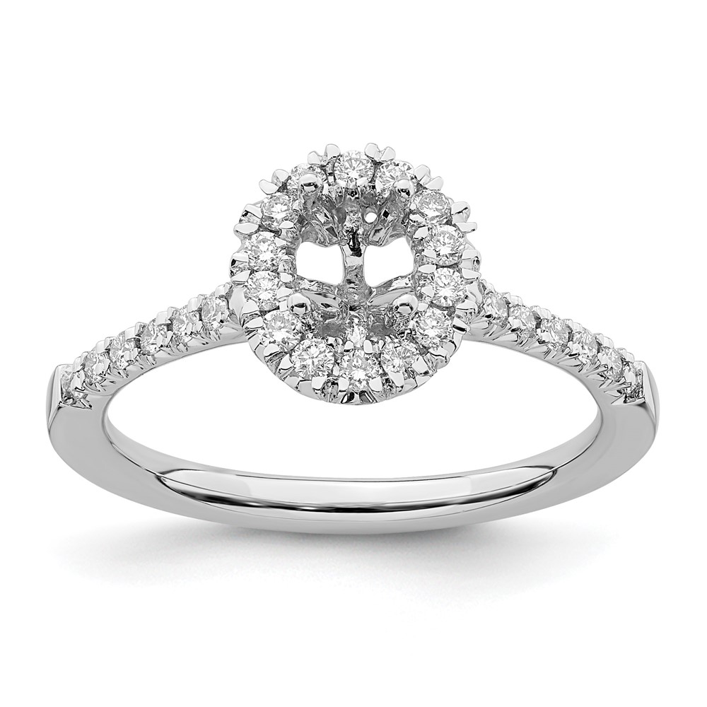 14k White Gold 7/8 carat Lab Grown Diamond VS/SI+ G+ Oval Complete Halo Engagement Ring (RM2058E-050-7CWLG)