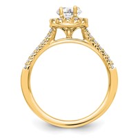 14K Yellow Gold 0.33 Carat Lab Grown Diamond VS SI+ G+ 0.50 Carat Center Oval Semi Mount Halo Engagement Ring view 2