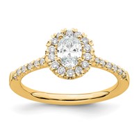 14K Yellow Gold 0.33 Carat Lab Grown Diamond VS SI+ G+ 0.50 Carat Center Oval Semi Mount Halo Engagement Ring view 1