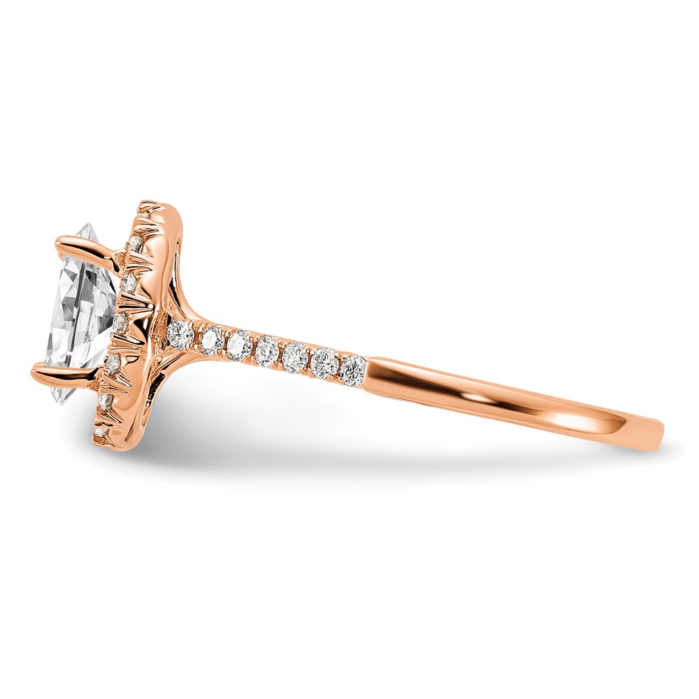 14k Rose Gold 3/8 carat Lab Grown Diamond VS/SI+ G+ 1 carat Center Oval Semi Mount Halo Engagement Ring (RM2058E-100-7RLG)