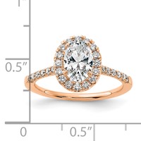 14K Rose Gold True Origin Lab Grown Dia VS+ F+ S M Oval Halo Eng. Ring view 4