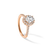 14K Rose Gold 0.33 Carat Lab Grown Diamond VS SI+ G+ 2 Carat Center Oval Semi Mount Halo Engagement Ring view 3