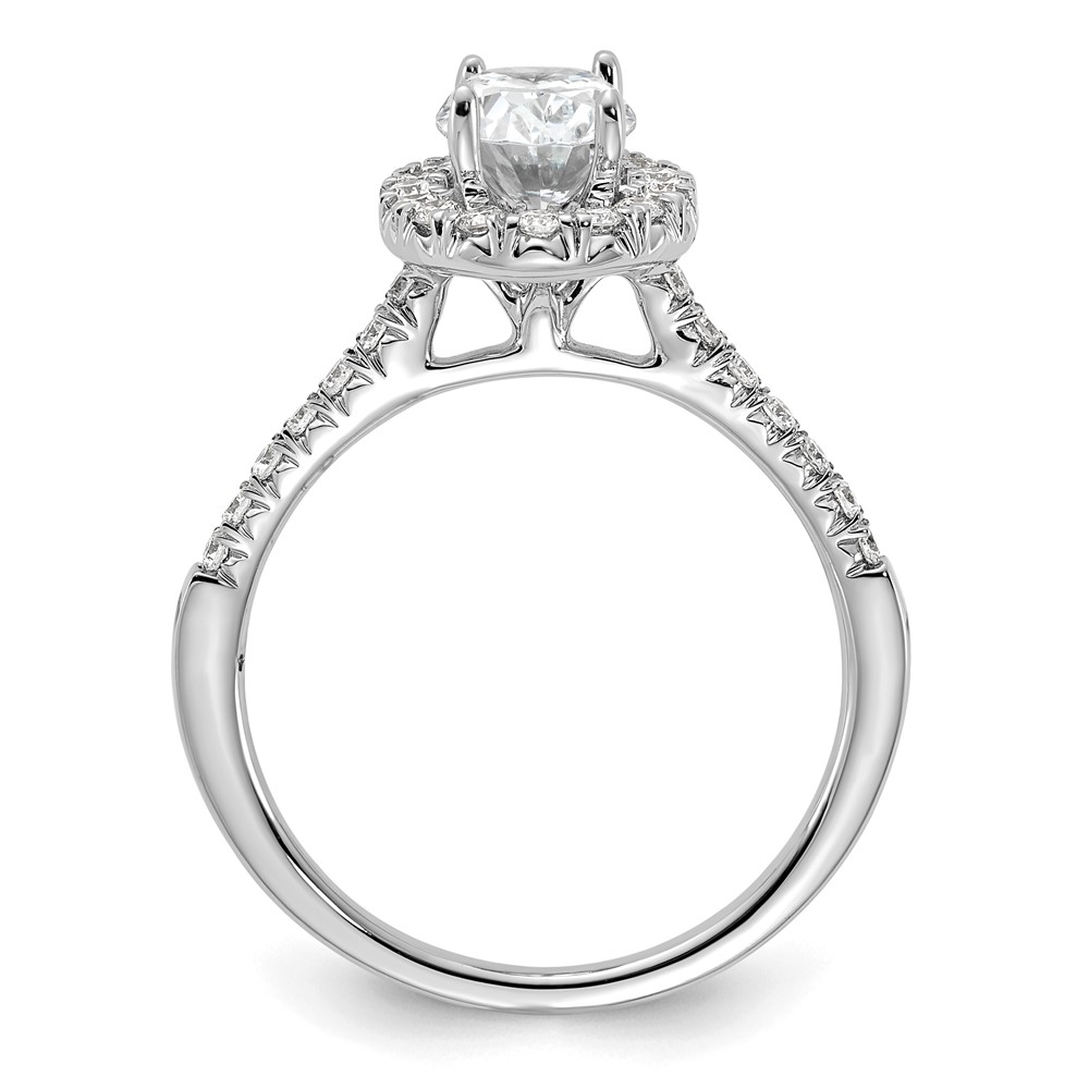 True Origin 14k White Gold 3/8 carat Lab Grown Diamond VS/SI+ G+ 1 carat Center Oval Semi Mount Halo Engagement Ring (RM2058E-100-WLD)