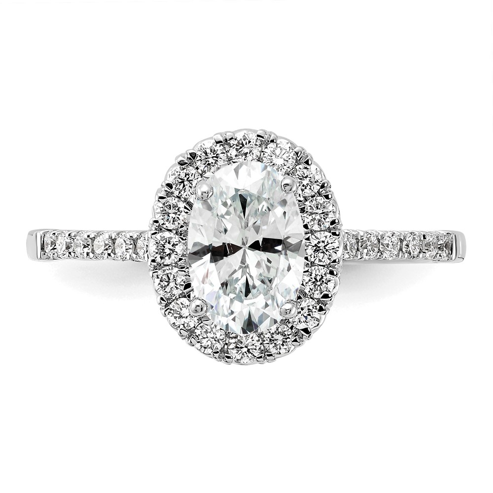 True Origin 14k White Gold 3/8 carat Lab Grown Diamond VS/SI+ G+ 1 carat Center Oval Semi Mount Halo Engagement Ring (RM2058E-100-WLD)