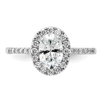 14K White Gold 1.38 Carat Lab Grown Diamond VS SI+ G+ Oval Complete Halo Engagement Ring view 5