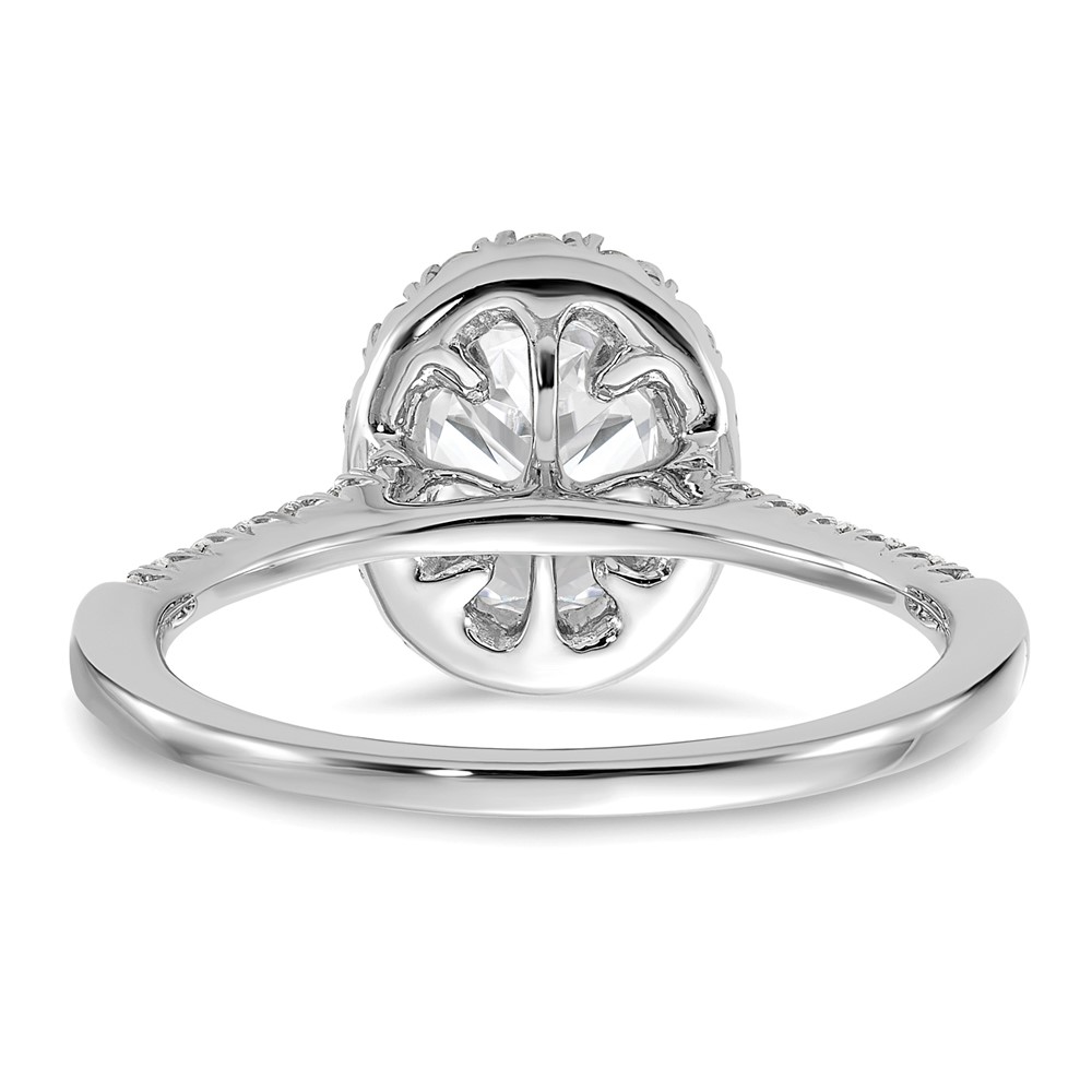 True Origin 14k White Gold 3/8 carat Lab Grown Diamond VS/SI+ G+ 1 carat Center Oval Semi Mount Halo Engagement Ring (RM2058E-100-WLD)