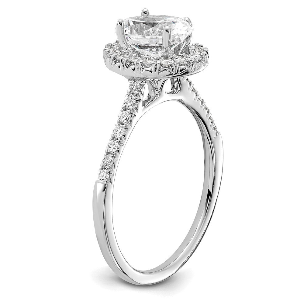 True Origin 14k White Gold 3/8 carat Lab Grown Diamond VS/SI+ G+ 1 carat Center Oval Semi Mount Halo Engagement Ring (RM2058E-100-WLD)