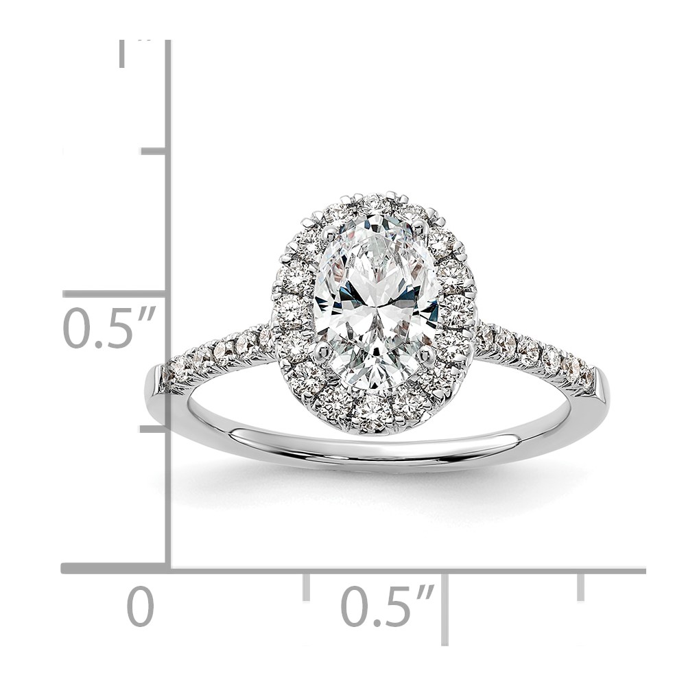 True Origin 14k White Gold 3/8 carat Lab Grown Diamond VS/SI+ G+ 1 carat Center Oval Semi Mount Halo Engagement Ring (RM2058E-100-WLD)