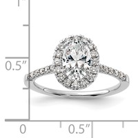 14K White Gold 1.38 Carat Lab Grown Diamond VS SI+ G+ Oval Complete Halo Engagement Ring view 3