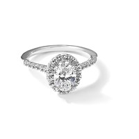 14K White Gold Lab Grown VS+ F+ Diamond Oval Halo Semi-mount Engagement Ring view 2