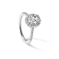 14K White Gold Lab Grown VS+ F+ Diamond Oval Halo Semi-mount Engagement Ring view 3
