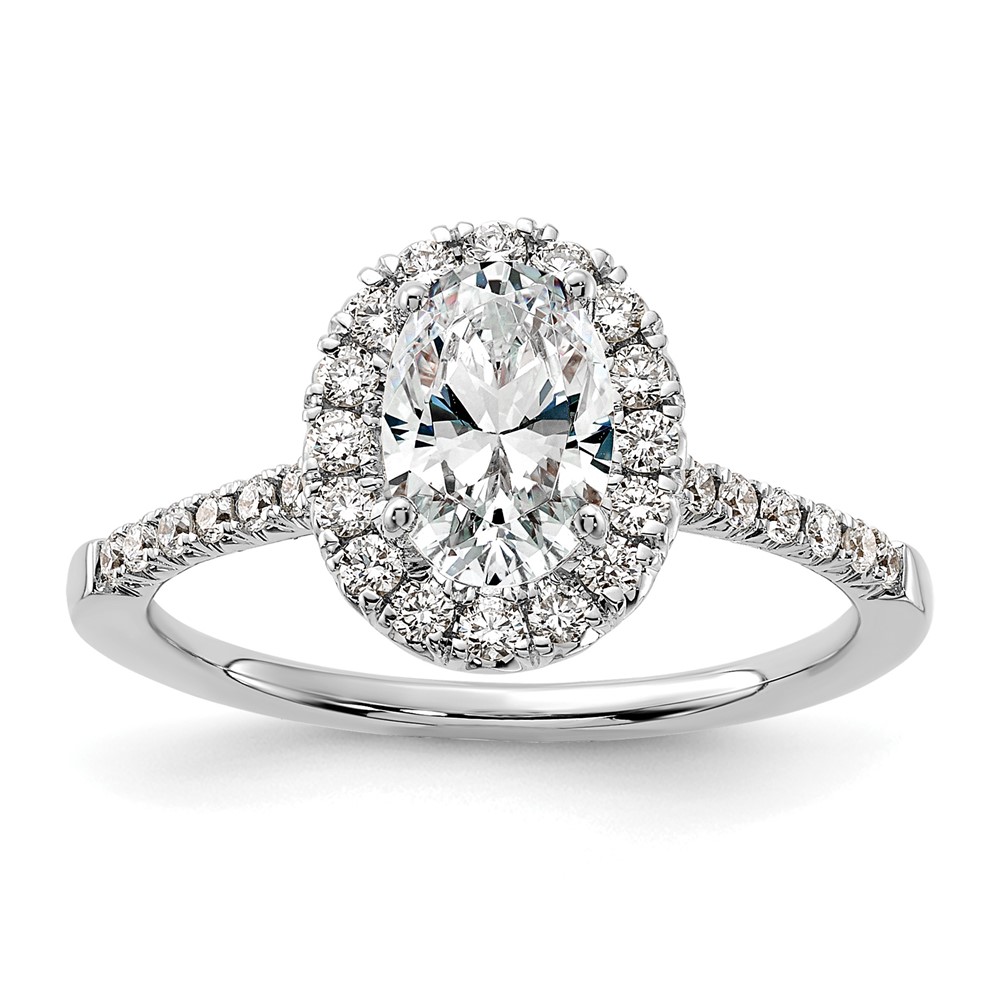 14K White Gold 1.38 Carat Lab Grown Diamond VS SI+ G+ Oval Complete Halo Engagement Ring
