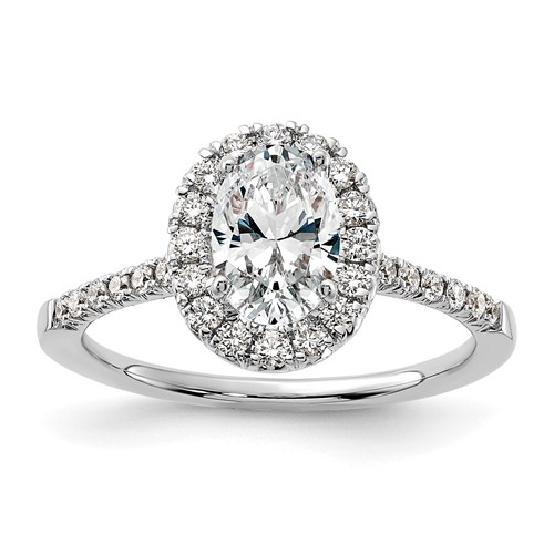 True Origin 14K White Gold 0.38 Carat Lab Grown Diamond VS+ F+ Semi-Mount Oval Halo Engagement Ring