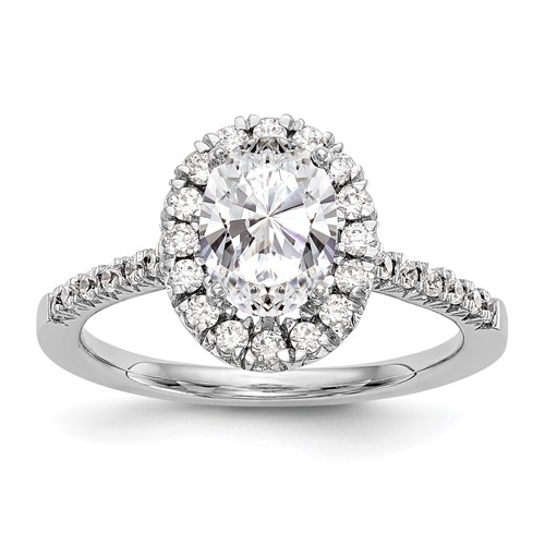 True Origin 14K Rose Gold 0.88 Carat Certified Lab Grown Diamond VS+ F+ Oval Complete Halo Engagement Ring