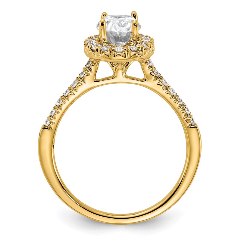 14k 3/8 carat Lab Grown Diamond VS/SI+ G+ 1 carat Center Oval Semi Mount Halo Engagement Ring
