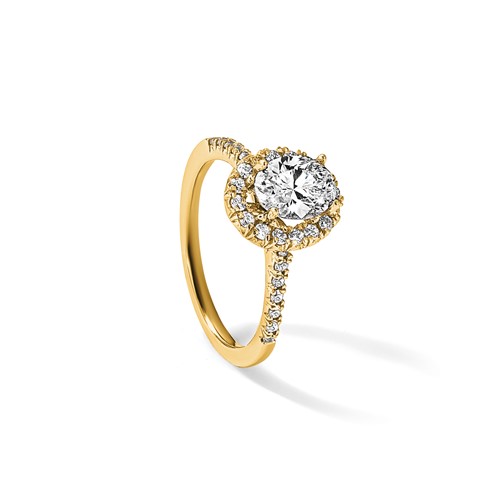 14K Yellow Gold Oval Halo Engagement Lab Grown Diamond VS SI+ G+ Semi Mount Ring