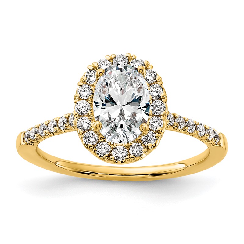 14k 3/8 carat Lab Grown Diamond VS/SI+ G+ 1 carat Center Oval Semi Mount Halo Engagement Ring