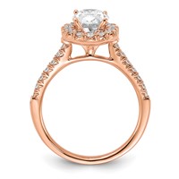 14K Rose Gold 0.50 Carat Lab Grown Diamond VS SI+ G+ 1.50 Carat Center Oval Semi Mount Halo Engagement Ring view 2