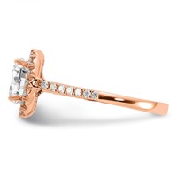14K Rose Gold 0.50 Carat Lab Grown Diamond VS SI+ G+ 1.50 Carat Center Oval Semi Mount Halo Engagement Ring view 3