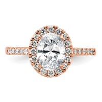 14K Rose Gold 0.50 Carat Lab Grown Diamond VS SI+ G+ 1.50 Carat Center Oval Semi Mount Halo Engagement Ring view 4