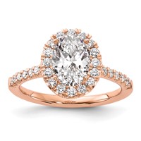 14K Rose Gold 0.50 Carat Lab Grown Diamond VS SI+ G+ 1.50 Carat Center Oval Semi Mount Halo Engagement Ring view 1