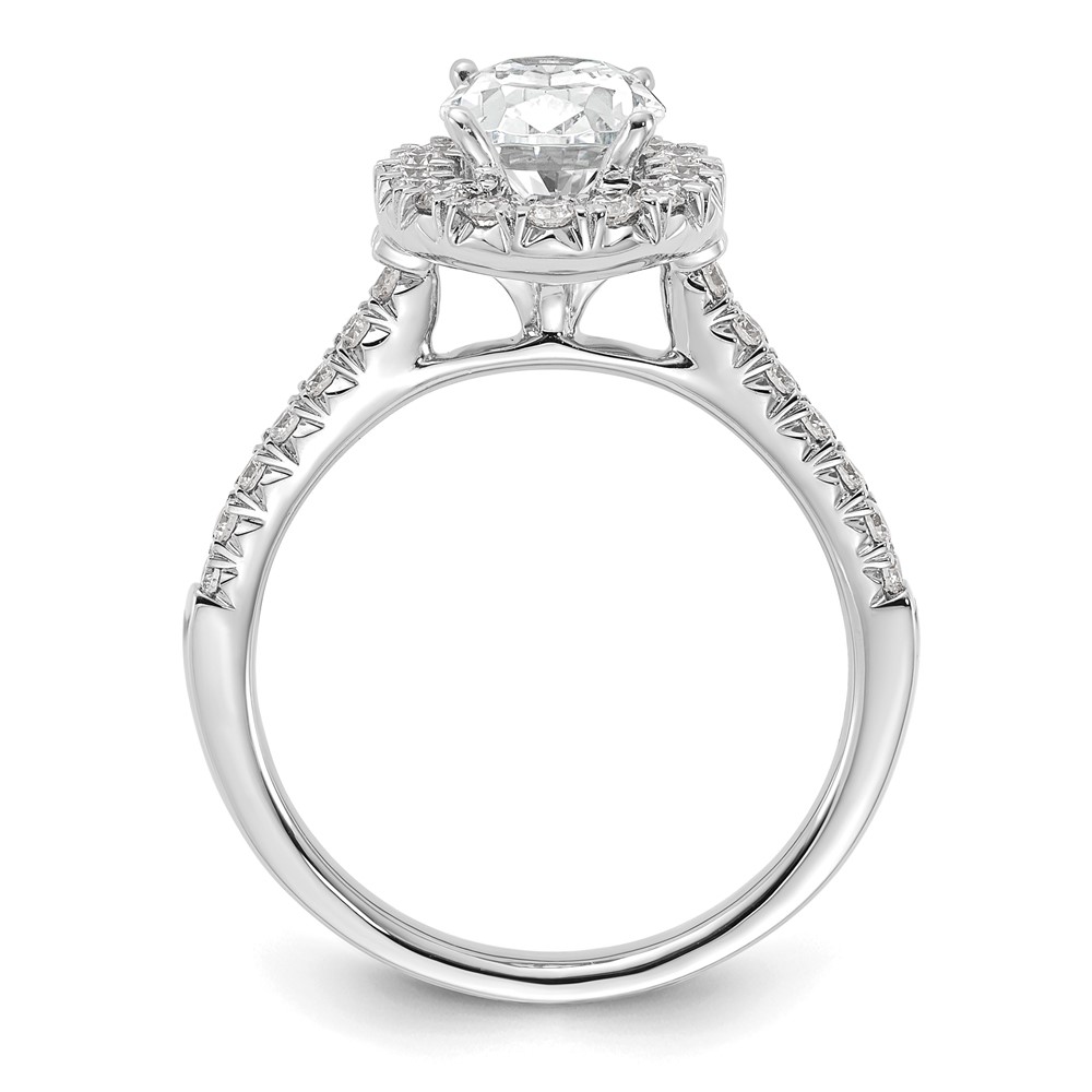 14k White Gold 1/2 carat Lab Grown Diamond VS/SI+ G+ 1 1/2 carat Center Oval Semi Mount Halo Engagement Ring (RM2058E-150-7WLG)