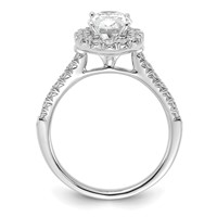 True Origin 14K White Gold 0.50 Carat Lab Grown Diamond VS+ F+ Semi-Mount Oval Halo Engagement Ring view 2