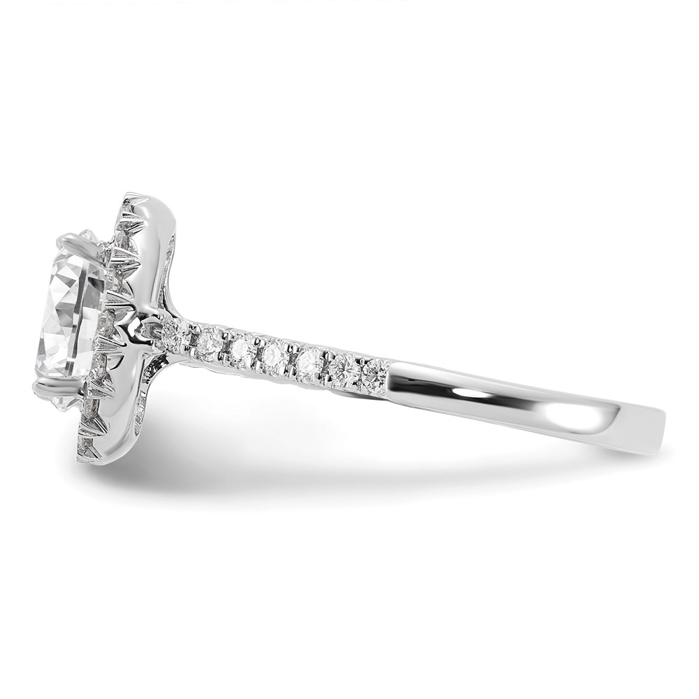14k White Gold 1/2 carat Lab Grown Diamond VS/SI+ G+ 1 1/2 carat Center Oval Semi Mount Halo Engagement Ring (RM2058E-150-7WLG)