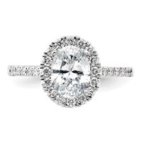 True Origin 14K White Gold 0.50 Carat Lab Grown Diamond VS+ F+ Semi-Mount Oval Halo Engagement Ring view 4