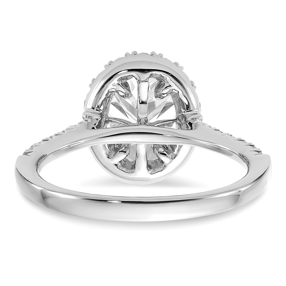 14k White Gold 1/2 carat Lab Grown Diamond VS/SI+ G+ 1 1/2 carat Center Oval Semi Mount Halo Engagement Ring (RM2058E-150-7WLG)