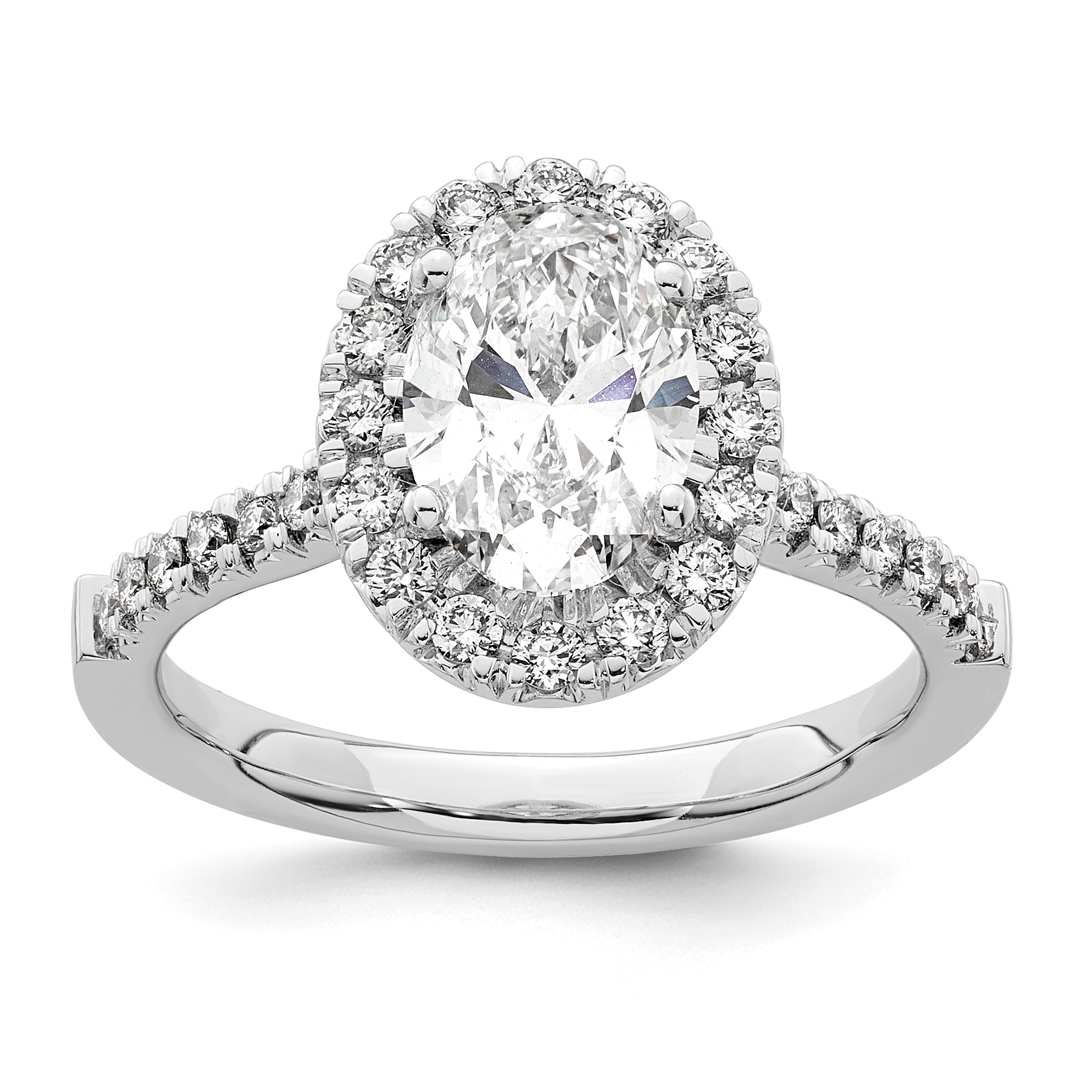 True Origin 14K White Gold 1/2 carat Lab Grown Diamond VS  D E F  Semi Mount Oval Halo Engagement Ring (RM2058E-150-WLD)