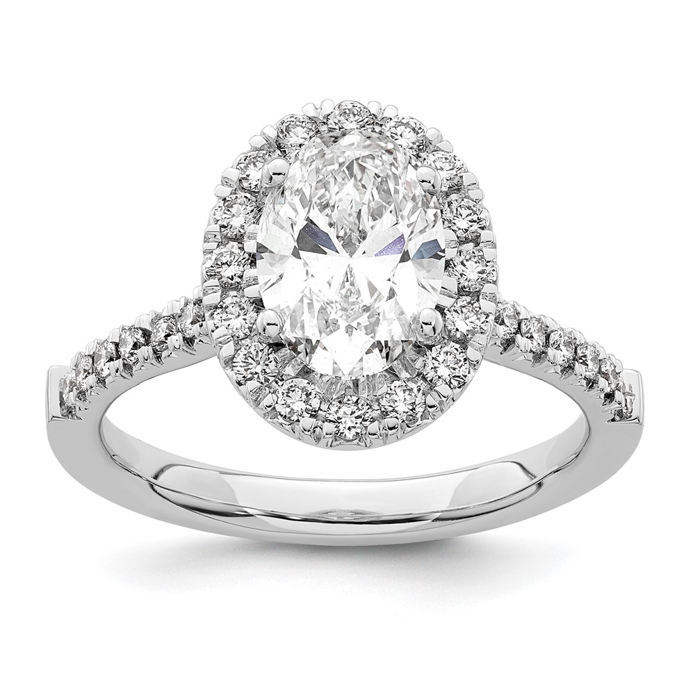 True Origin 14K White Gold 1/2 carat Lab Grown Diamond VS  D E F  Semi Mount Oval Halo Engagement Ring (RM2058E-150-WLD)