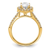 14K Yellow Gold 0.50 Carat Lab Grown Diamond VS SI+ G+ 1.50 Carat Center Oval Semi Mount Halo Engagement Ring view 2