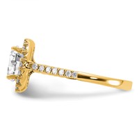 14K Yellow Gold 0.50 Carat Lab Grown Diamond VS SI+ G+ 1.50 Carat Center Oval Semi Mount Halo Engagement Ring view 3