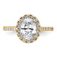 14K Yellow Gold 0.50 Carat Lab Grown Diamond VS SI+ G+ 1.50 Carat Center Oval Semi Mount Halo Engagement Ring view 4
