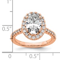 14K Rose Gold 0.33 Carat Lab Grown Diamond VS SI+ G+ 2 Carat Center Oval Semi Mount Halo Engagement Ring view 2