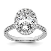 14K White Gold Lab Grown VS+ F+ Diamond Oval Halo Semi-mount Engagement Ring view 1