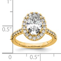 14K Yellow Gold 0.50 Carat Lab Grown Diamond VS SI+ G+ 2 Carat Center Oval Semi Mount Halo Engagement Ring view 2