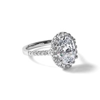 14K White Gold Lab Grown VS+ F+ Diamond Oval Halo Semi-mount Engagement Ring view 4