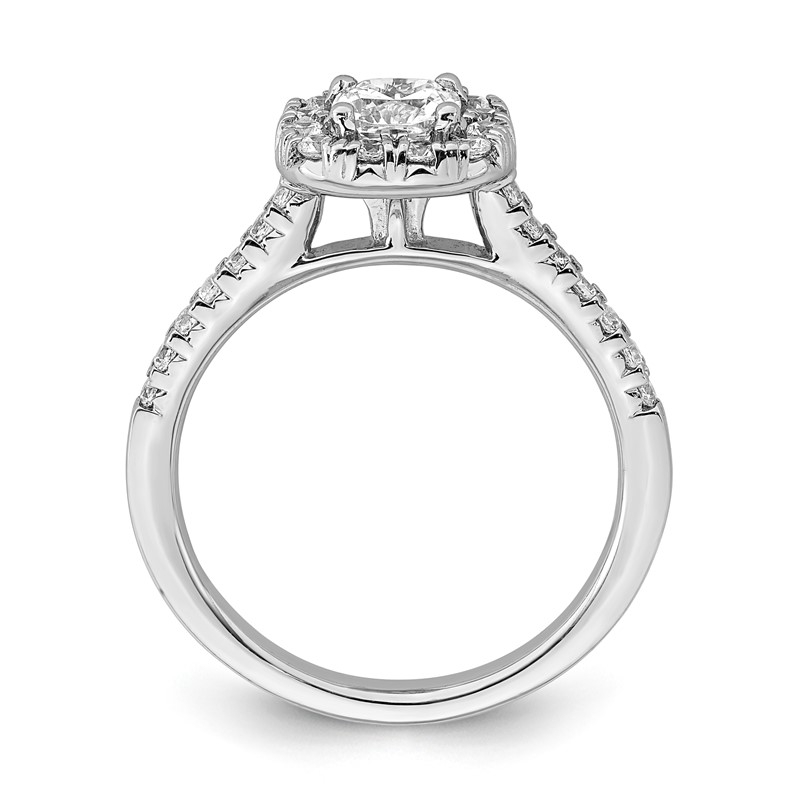 True Origin 14K White Gold 3/8 carat Lab Grown Diamond VS  D E F  Semi Mount Cushion Halo Engagement Ring