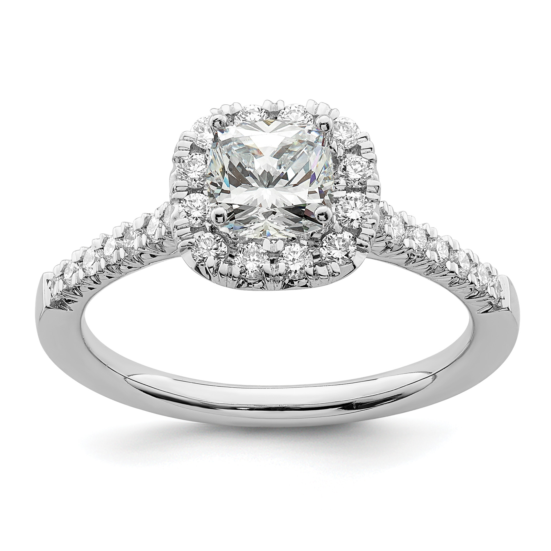 True Origin 14K White Gold 3/8 carat Lab Grown Diamond VS  D E F  Semi Mount Cushion Halo Engagement Ring (RM2059E-050-WLD)